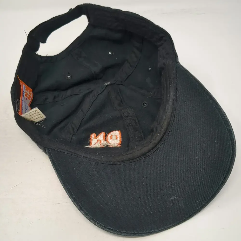 Dunkin' Baseball Cap Black One Size Strapback DNKN Logo Embroidered Brim Tag Hat